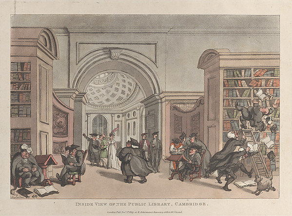 Thomas Rowlandson, Inside View of the Public Library, Cambridge