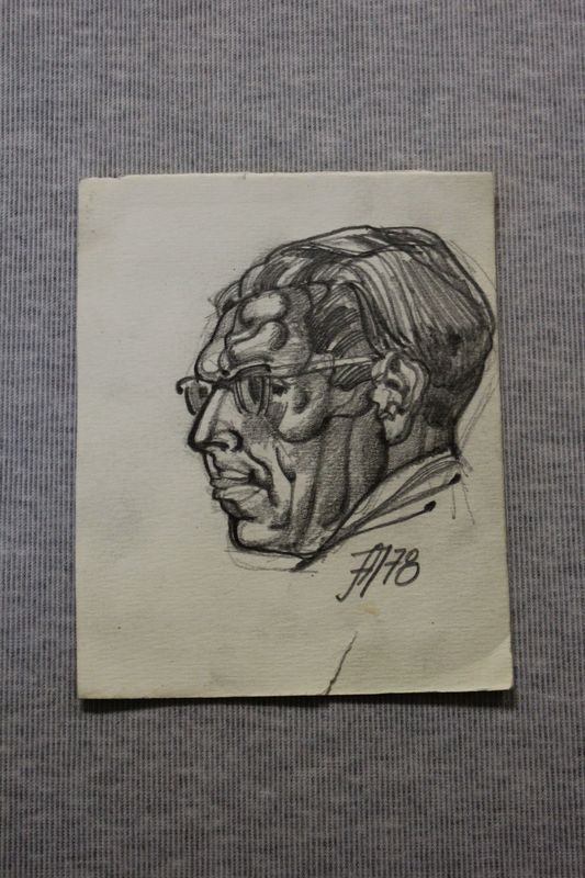 Jaak (autor) Adamson, sketch: Half portrait of Juhan Smule (16x12.9cm) 1978.