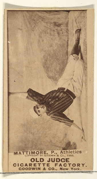 Goodwin & Company, Mattimore, Pitcher, Philadelphia Athletics, from the Old Judge series (N172) for Old Judge Cigarettes