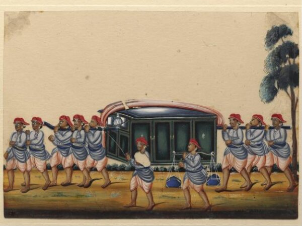 Unknown, A closed palanquin with six bearers