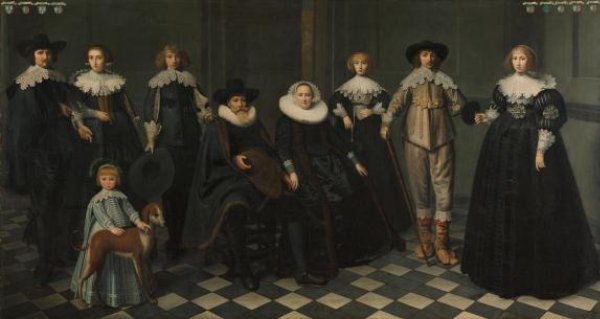 Dirck van Santvoort, Portrait of the Family of Dirck Jacobsz Bas (1569-1637), Burgomaster of Amsterdam, and Margriet Snoeck (1588-1645)