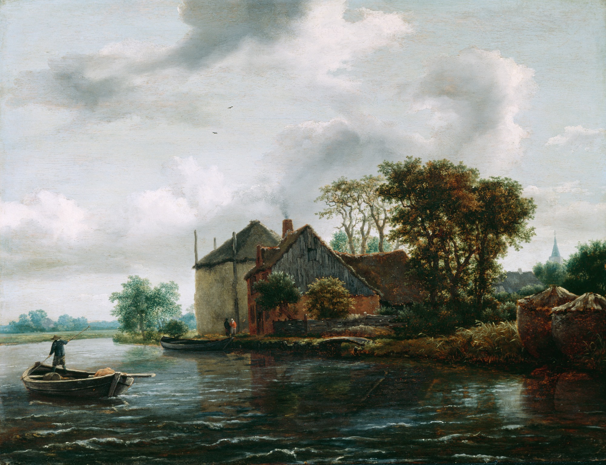 Jacob van Ruisdael, Farm and Hayrick on a River