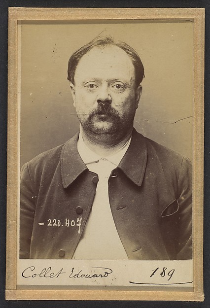 Alphonse Bertillon, Collet. Edouard, Jean-Baptiste. 44 ans, né le 6/1/50 à Paris XVlle. Ciseleur. Anarchiste. 2/7/94.