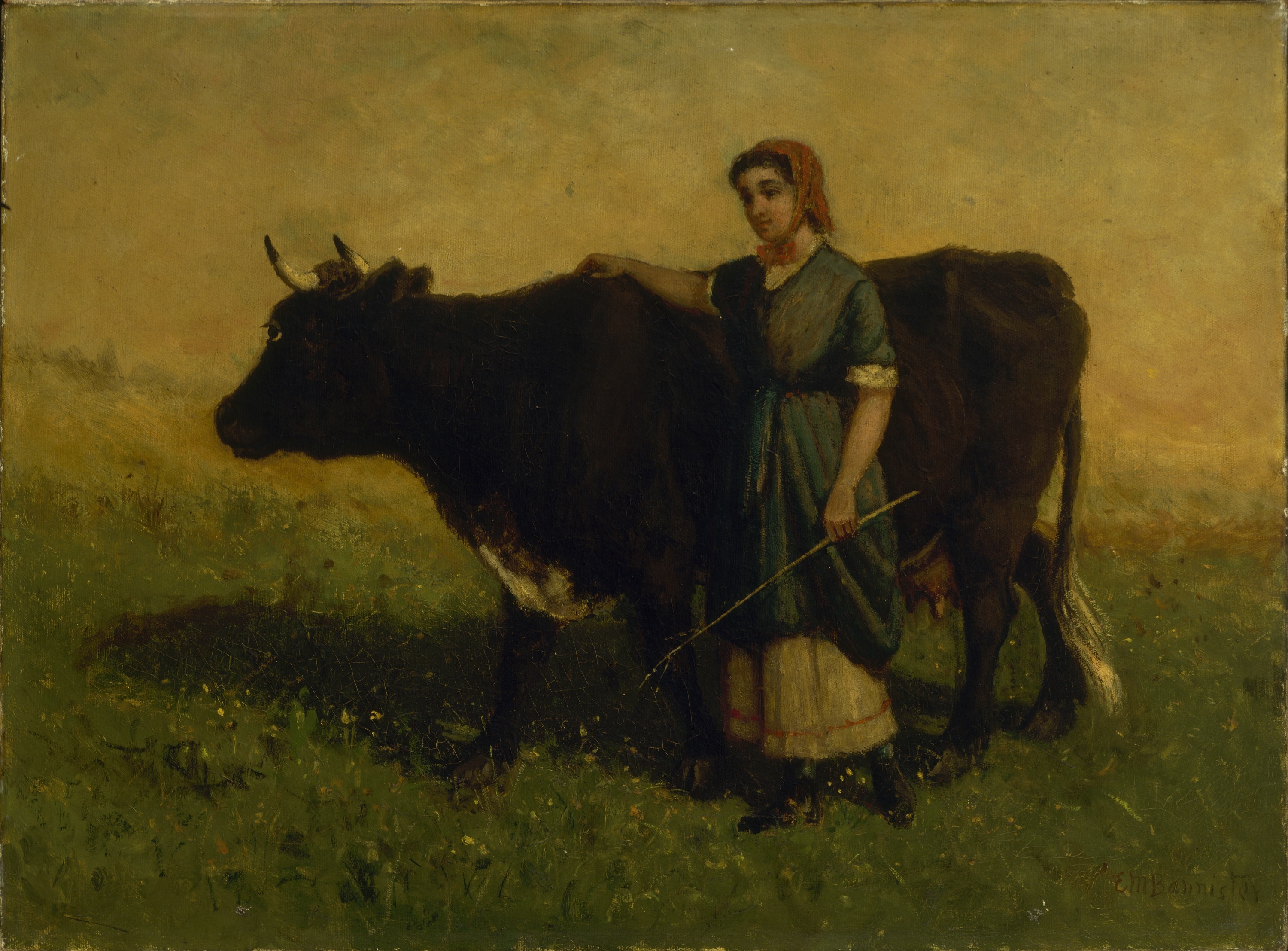 Edward Mitchell Bannister, Untitled (woman walking with cow)