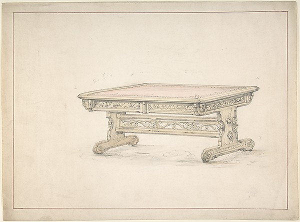 Anonymous, British, 19th century, Design for a Renaissance Style Table