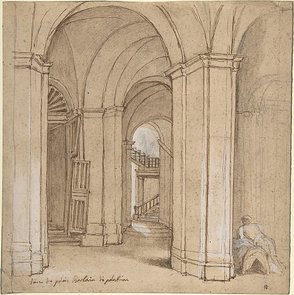 Charles Joseph Natoire, Staircase in the Palazzo Barberini, Palestrina