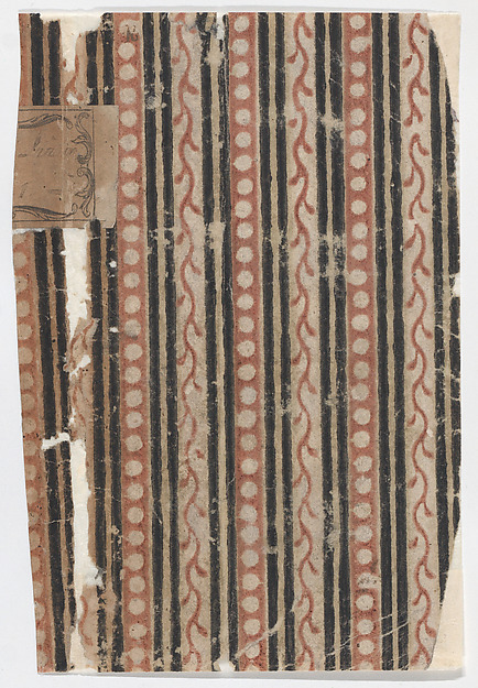 Anonymous, Right side of a book cover with pattern of stripes, vines, and dots