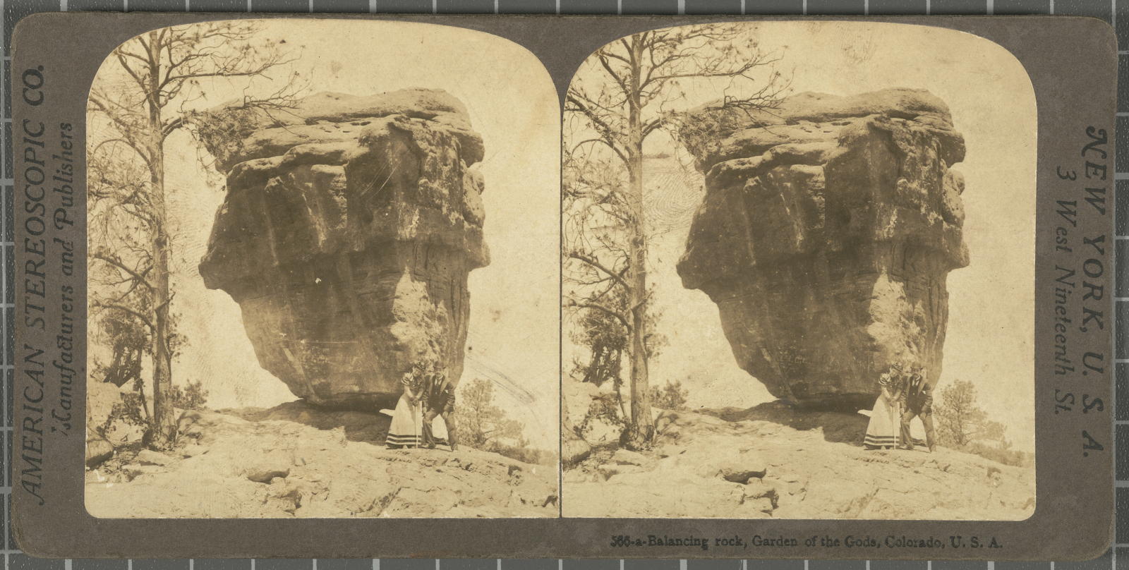 Desconegut, Balancing rock, Garden of the Gods, Colorado, U.S.A Justification of the title, registered title American Stereoscopic Company