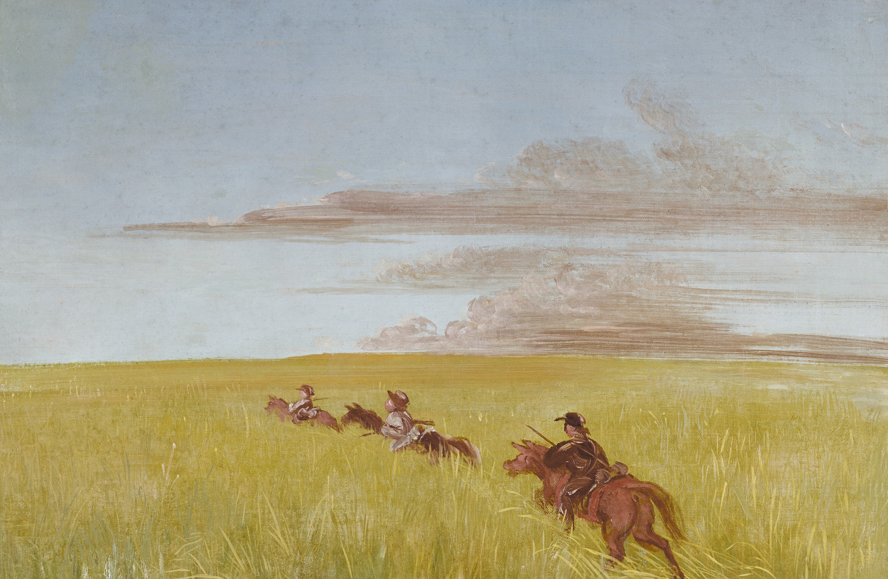 George Catlin, Bogard, Batiste, and I, Traveling through a Missouri Bottom