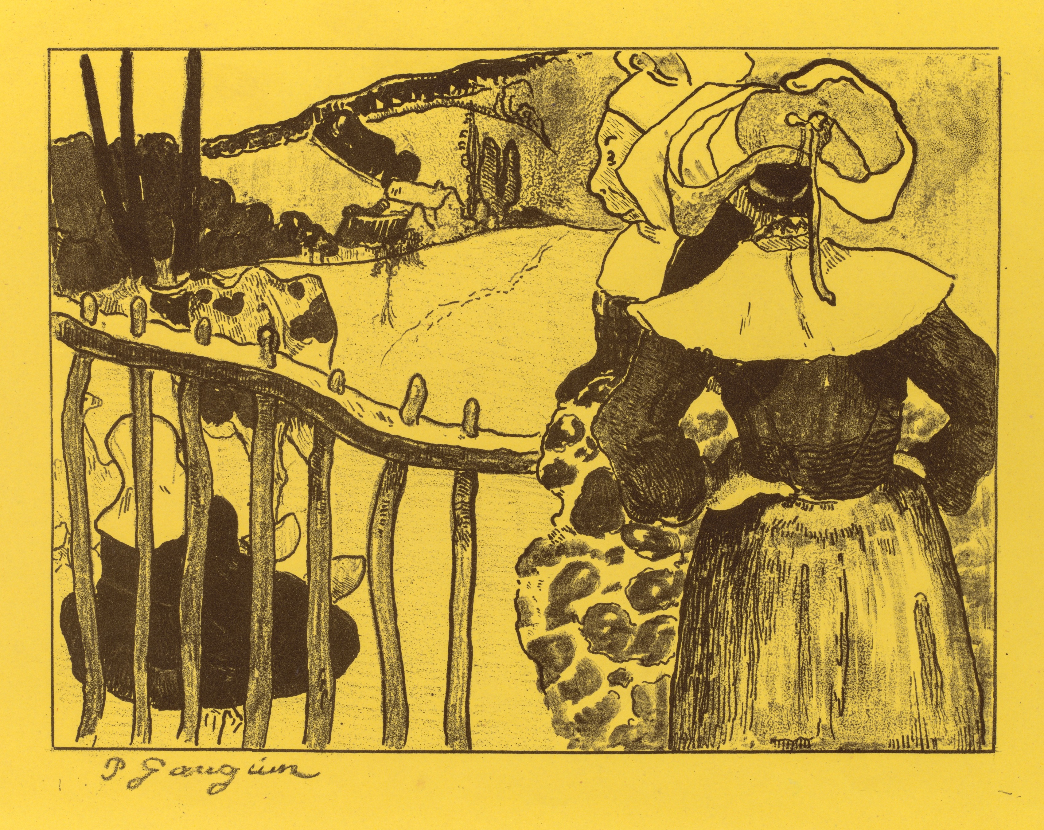 Paul Gauguin, Volpini Suite:  Breton Women by a Gate (Bretonnes à la Barrière)