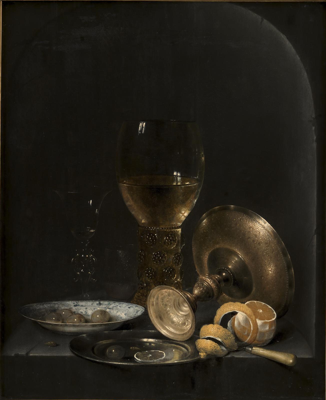 Willem Claesz. Heda, Stilleben. Måltidsstykke i en stenniche