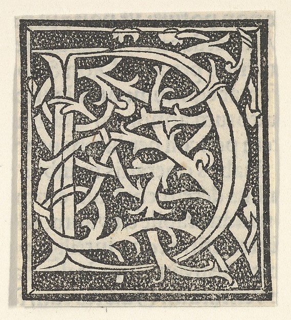 Anonymous, Italian, 16th century, Initial letter D on patterned background