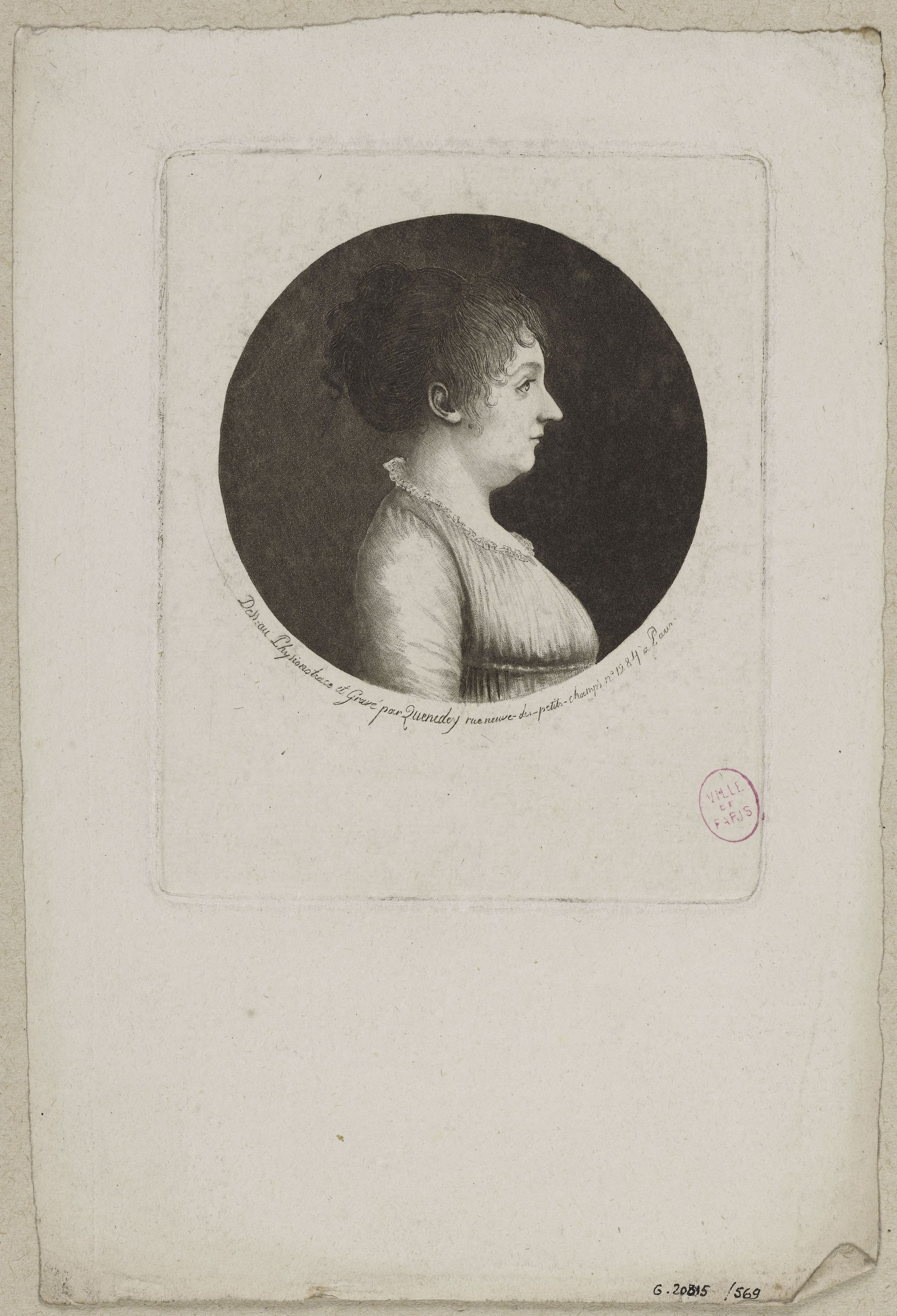 Edmé Quenedey, Portrait d'une femme, fin XVIIIème siècle/début XIXème siècle
