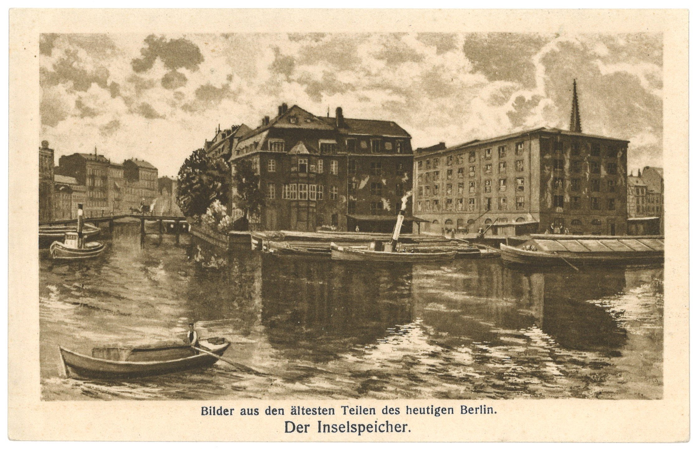 Johannes Zuckert, Berlin-Mitte: Inselspeicher von Nordwesten (Aquarell von Johannes Zuckert)