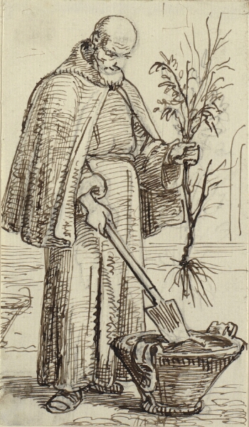 Wilhelm Marstrand, En munk planter et træ