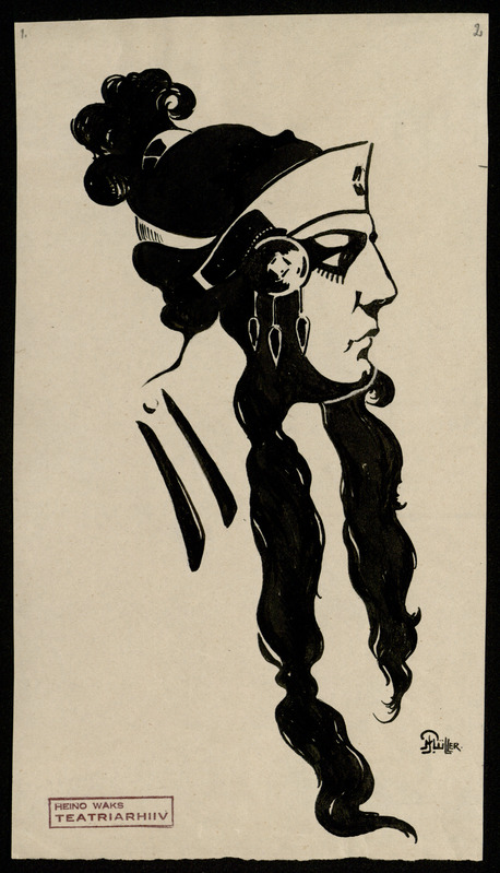 P. (author) Müller, Joonistus. Liina Reiman lavastusest Kuningas Oidipus. 1922. Heino Vaksa kogu