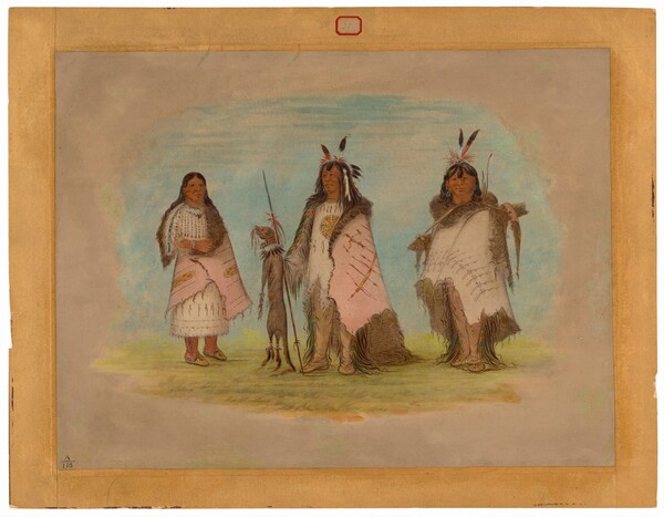 George Catlin, Two Blackfoot Warriors and a Woman