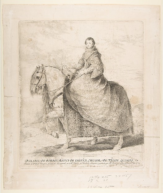 Goya (Francisco de Goya y Lucientes), Isabel of Bourbon, Queen of Spain on horseback, after Veláquez