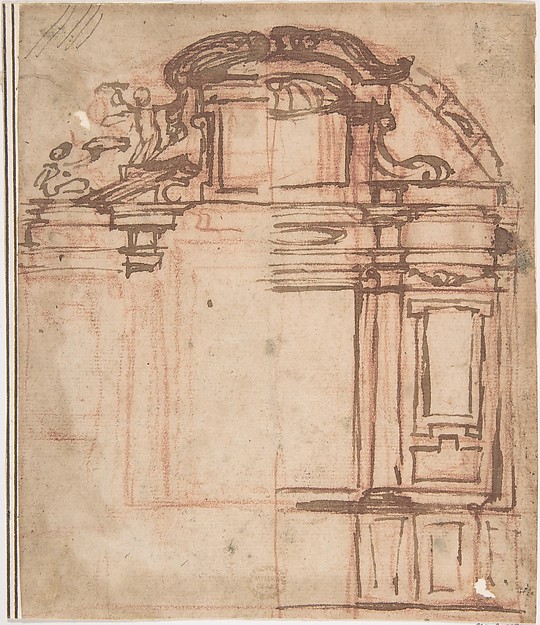 Anonymous, Italian, 16th century, Sketch for Wall Monument