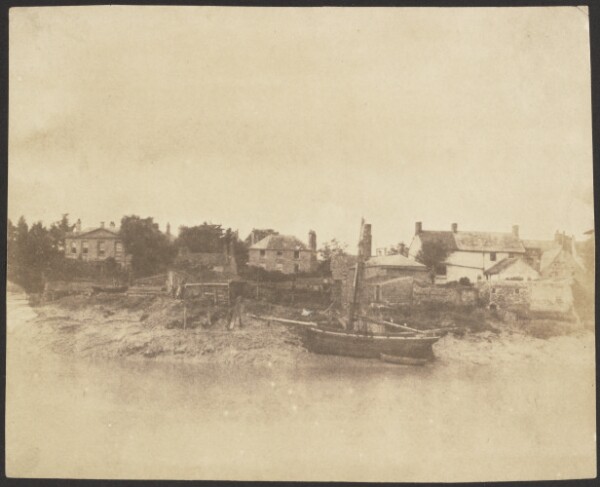 Unknown, [Houses and Boat on the Bank of a Stream]