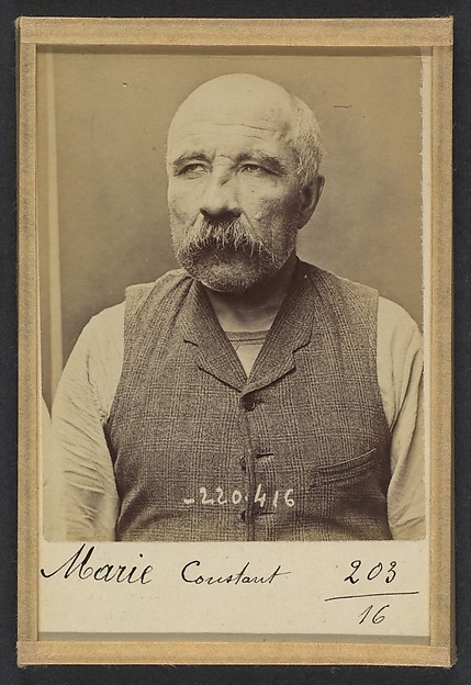 Alphonse Bertillon, Marie. Constant. 53 ans, né le 27/8/38 à Ste-Houvrince (Calvados). Garçon rnarçon. Anarchiste. 2/7/94.