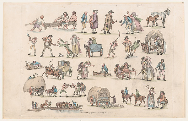 Thomas Rowlandson, Plate 4, Outlines of Figures, Landscapes and Cattle...for the Use of Learners