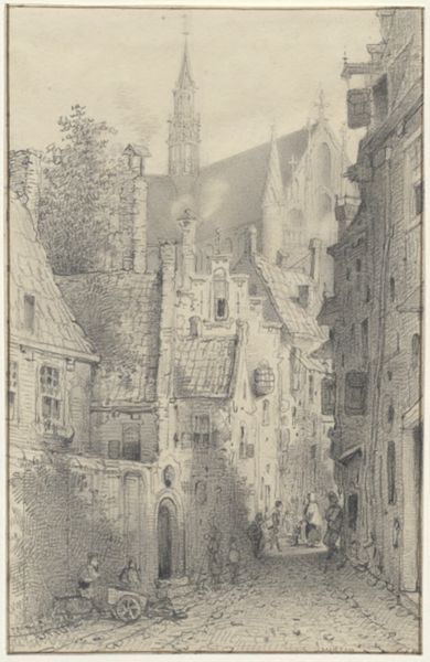 Cornet, Jacobus Ludovicus, (1815-1882), (artist), View of the Hooglandse Kerkgracht in Leiden