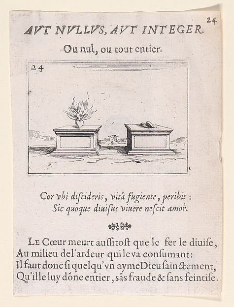 Jacques Callot, Les Deux Coeurs (The Two Hearts), plate 24 from "Lux Claustri ou La Lumière du Cloitre" (The Light of the Cloisters)