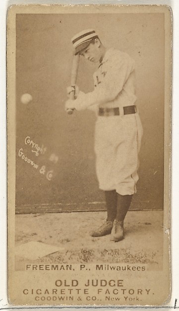 Goodwin & Company, Julius Benjamin "Julie" Freeman, Pitcher, Milwaukee, from the Old Judge series (N172) for Old Judge Cigarettes