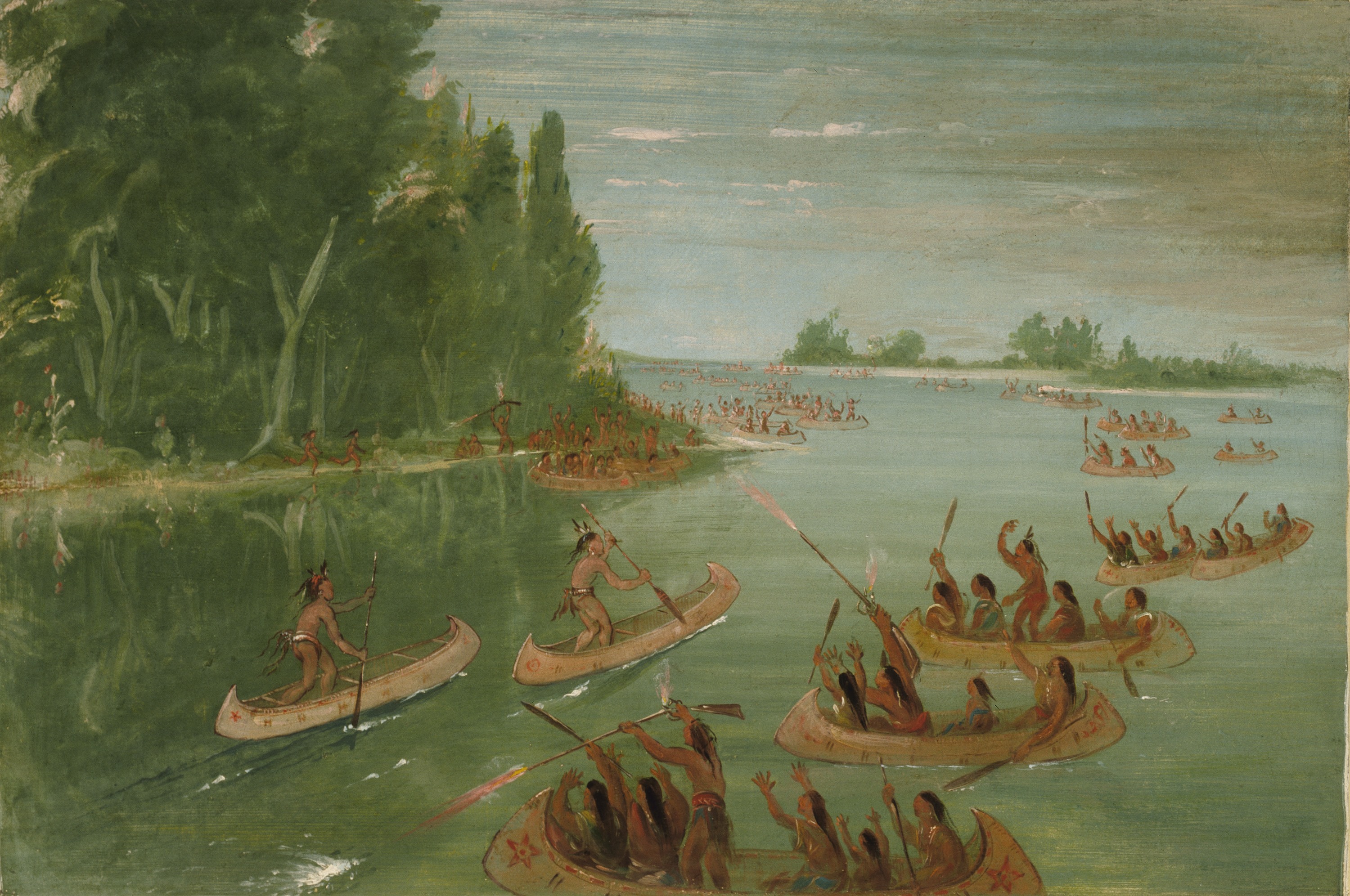 George Catlin, Canoe Race Near Sault Ste. Marie
