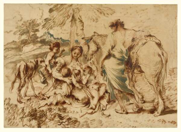 Giovanni Benedetto Castiglione, A Family in a Desert Landscape