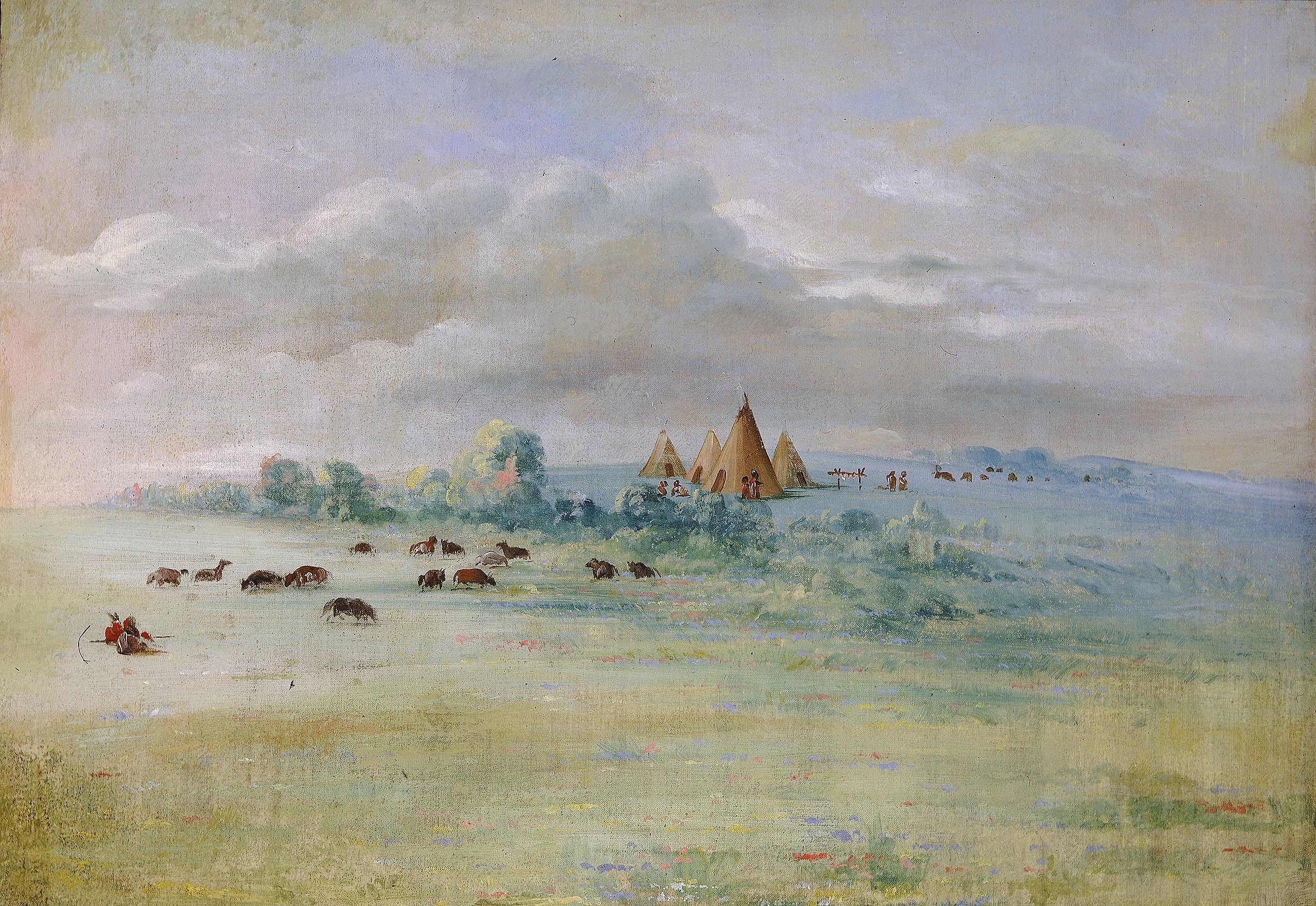 George Catlin, Sioux Village, Lake Calhoun, near Fort Snelling