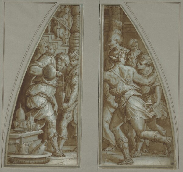 Giorgio Vasari, "Bearded Man Filling a Glass" and "Youth Running"