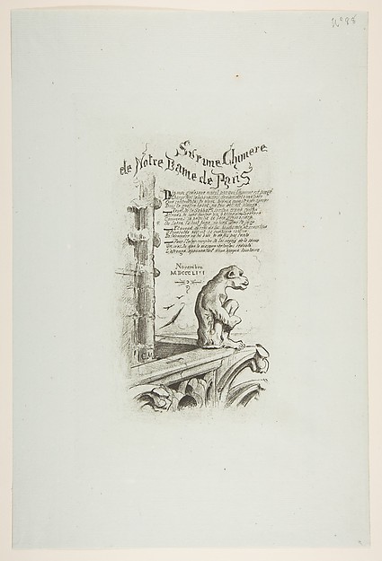 Charles Meryon, Regarding One of the Gargoyles of Nôtre-Dame, Paris