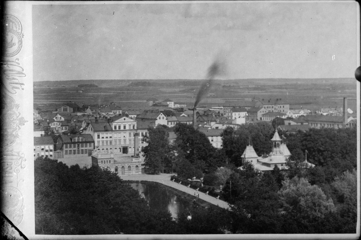 Henri Osti's Fotografiateliér, Reprophotography - view of Svandammen, Pumphuset and Restaurant Flustern, Fjärdingen district, Uppsala before 1901