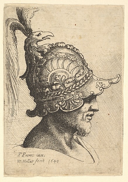 Wenceslaus Hollar, Helmeted Head wtih Bird's Head Crest