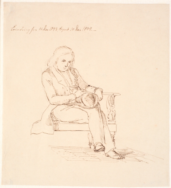 Johan Thomas Lundbye, Thorvaldsen siddende i en sofa