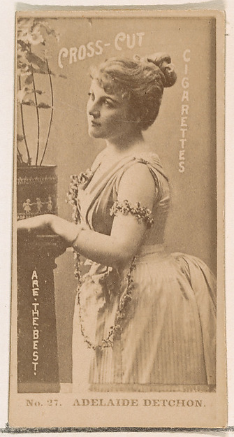 W. Duke, Sons & Co., Card Number 27, Adelaide Detchon, from the Actors and Actresses series (N145-2) issued by Duke Sons & Co. to promote Cross Cut Cigarettes