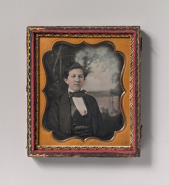Unknown, [Young Man Seated in Front of Painted Outdoor Backdrop]