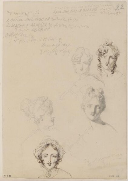 George Chinnery, Five drawings of female heads