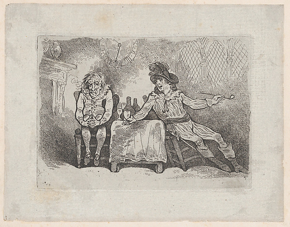 Thomas Rowlandson, Two Men Smoking and Drinking (Charles and Jack Bannister in Henry IV, Part I)