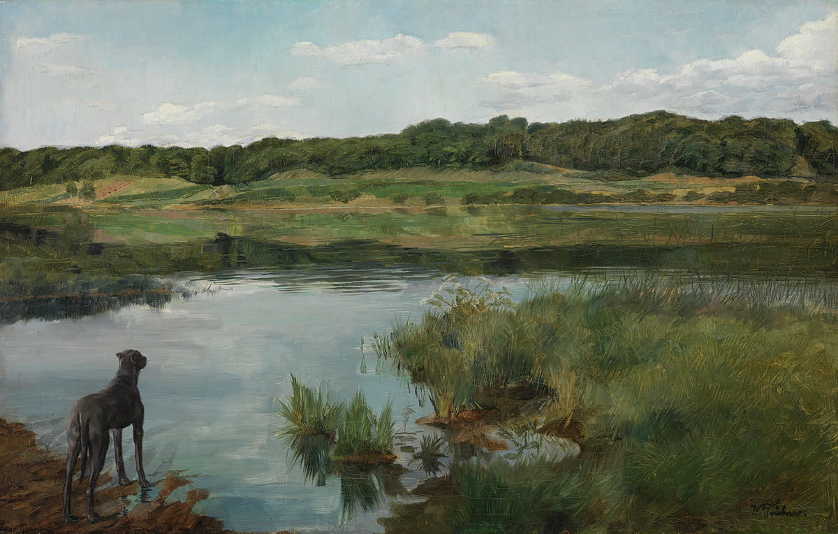 Wilhelm Trübner, Am Wesslinger See, mit Dogge