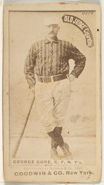 Goodwin & Company, George F. "Piano Legs" Gore, Center Field, New York, from the Old Judge series (N172) for Old Judge Cigarettes