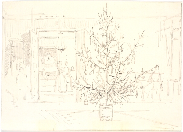 Martinus Rørbye, Interieur med juletræ