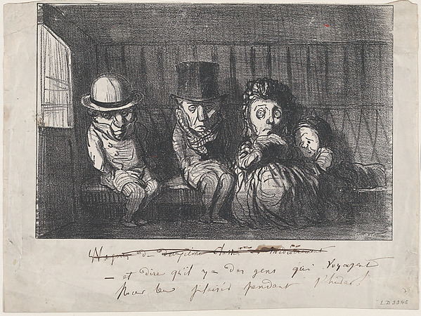 Honoré Daumier, To imagine that there are people who even travel in winter for fun and enjoyment!, from "Winter Sketches"