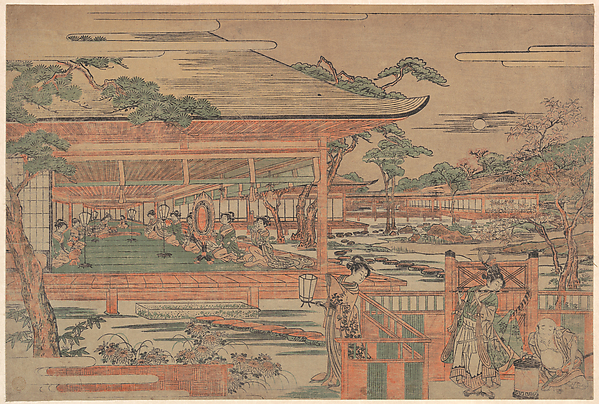 Kitao Shigemasa, Ushiwaka, the Young Yoshitsune Serenading Jorurihime