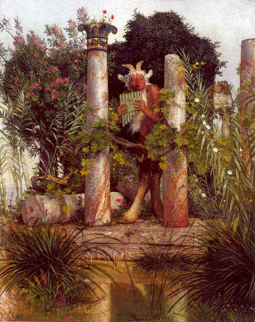 Arnold Böcklin, Faun, blowing the syrinx
