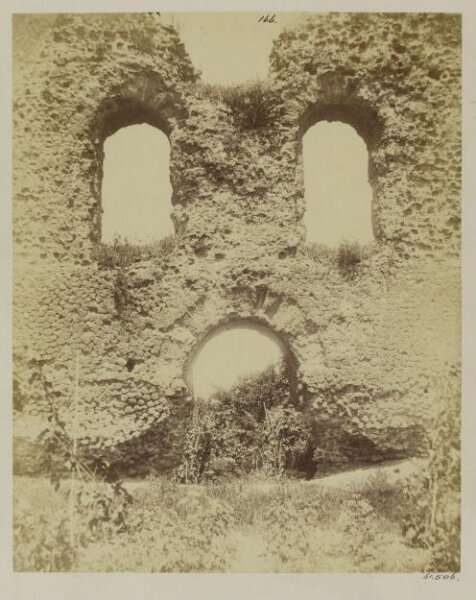Parker, John Henry, The Tiber - The Emporium, B.C. 175 (Livii Hist., xli. 32), North side. Shewing the construction of Opus Incertum faced with tufa, the earliest Opus Reticulatum.