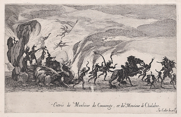 Jacques Callot, Entrée de MM. de Couvonge et de Chalabre (Entrance of Monsieur du Couvonge and of Monsieur de Chalabre), from "Le Combat a la Barrière"