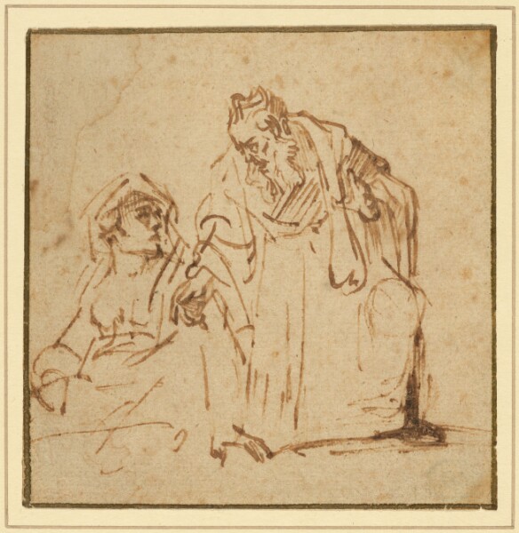 Rembrandt Harmensz. van Rijn, Study of a Man Talking to a Woman Seated on the Left